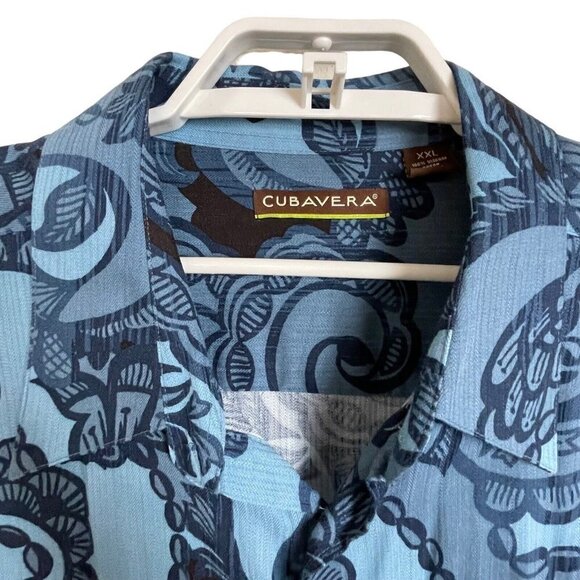 Cubavera Men's size XXL Blue Paisley Short Sleeve Shirt - Picture 2 of 6